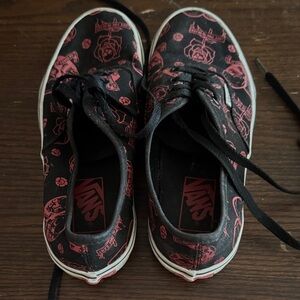 Vans Black and Pink Patterned Sneakers